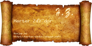 Herter Zádor névjegykártya